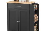 Kitchen Island Cart with Storage Mobile Rolling Storage Island on Swivel Wheels, with Drawer, Storage Cabinet