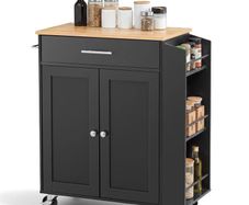 Kitchen Island Cart with Storage Mobile Rolling Storage Island on Swivel Wheels, with Drawer, Storage Cabinet