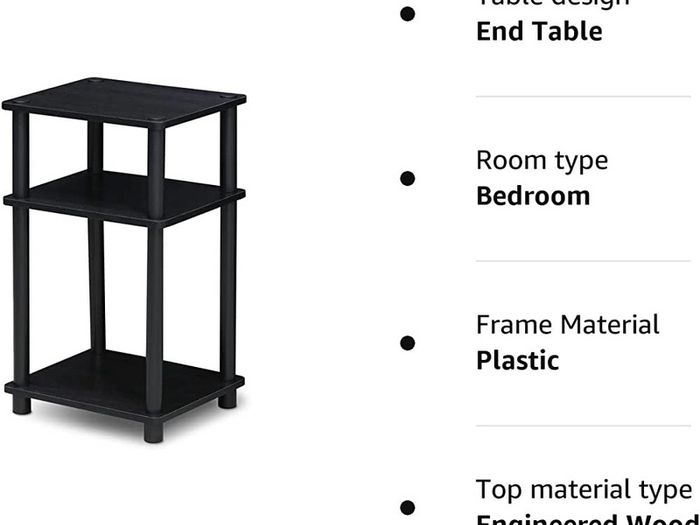 3-Tier Turn-N-Tube End Table, Side Table, Nightstand, Americano/Black (FREE SHIPPING)