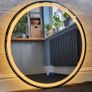 LED Bathroom Mirror 80cm Round Antifog Demister Black Frame Image 3