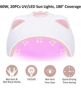 60W LED UV Nail Lamp for Gel Nail Polish with 3 Timers (30/60/99s) Auto-Sensing Digital Display, Fast Nail Dryer Curing Lamp for Nail Art, UV Lamp for Nails with USB Power Cable (Plug not included)