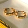 Vintage Hallmarked 9k Gold Chunky Hoop Earrings Image 4