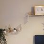 White Tall Mirror, Wire Side Table, Wire Shelves, Grey Fabric Bench, 6 White Framed Prints Image 4