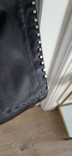 BANNED APPAREL Alternative Black Waxed Jeggings with Silver Studded Seams - Sz L (Fit 14-16UK) - Bnwt Rrp 89