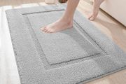 MULTIPLE SIZES AVAILABLE 40 x 60 cm, Non Slip Bathroom Mat, Soft Microfiber and Super Absorbent Bath Mats for Bathroom, Machine-Washable Bathroom Rug, Light Grey