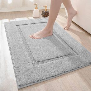MULTIPLE SIZES AVAILABLE 40 x 60 cm, Non Slip Bathroom Mat, Soft Microfiber and Super Absorbent Bath Mats for Bathroom, Machine-Washable Bathroom Rug, Light Grey
