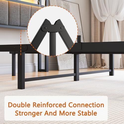 Double Bed Frame with Storage and LED Lights
