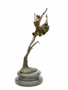 Performing Lady (51cm) - Bronze, Marble (Signed)
