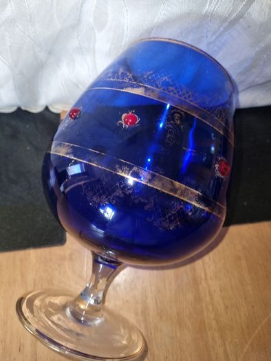 Large vintage Bohemia glass goblet