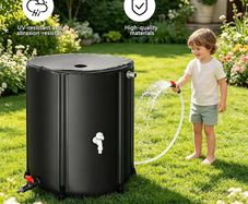 Portable Foldable Water Storage Tank 200L/52Gal, Outdoor Heavy Duty PVC Collapsible Rain Barrel with Brass Spigot, Large Capacity Reusable Water Catcher Container for RV, Camping, Plant Watering