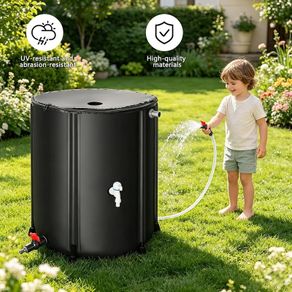 Portable Foldable Water Storage Tank 200L/52Gal, Outdoor Heavy Duty PVC Collapsible Rain Barrel with Brass Spigot, Large Capacity Reusable Water Catcher Container for RV, Camping, Plant Watering