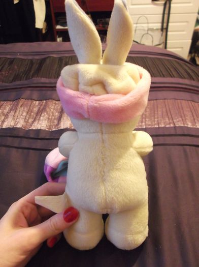 Cream Bunny with Pink headband and pink and purple bag
