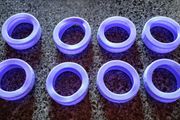 8 Purple Silicone Wheel Covers, For Luggage Case (new).