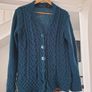 IrelandsEye teal wool cable knit cardigan size xl Image 4