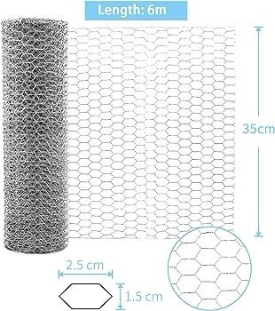 FREE P&P Chicken Wire Mesh, 35cm x 6m Galvanized Hexagonal Garden Netting Fencing, for Pet Poultry Animal Rabbit Chicken Fencing/DIY Craft and Home Decoration