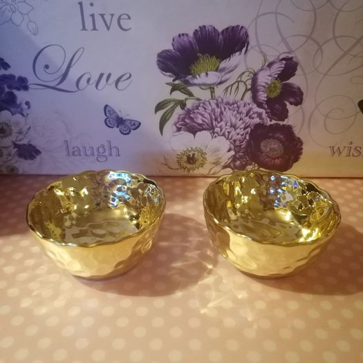 NEW - 2 Gold Tealight Holders