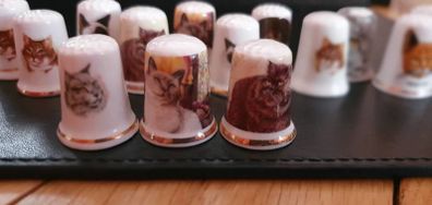 Collection of Assorted Cat Themed Thimbles