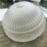 Vintage Art Deco Fluted White Opaque Glass and Copper Ceiling Light Image 7