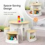 Toddler Table and Chair Set, Wooden Round Table with 4 Storage Stools, Kids Tables and Chairs for Arts, Crafts, Read and Play Image 6