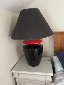 Large black and red table lamp