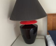 Large black and red table lamp