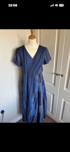 Colour 5 Power viscose blue grey dress size 10 long