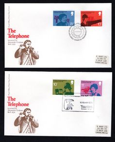 1976 Great Britain Telephone Century Commemorative Stamps First Day Cover Pair (FDC)