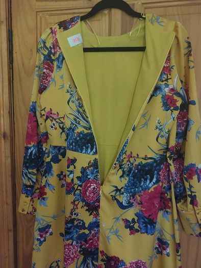 Mustard floral mini dress (free postage)