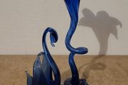 Vintage handblown glass swan &amp; tulip vase