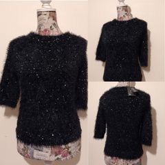 Black Sequin Jumper Top, New with tags