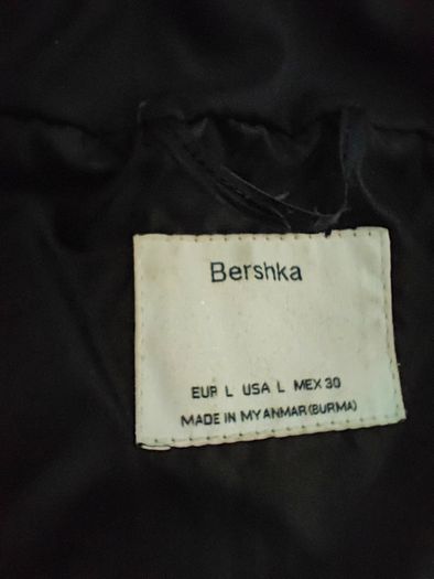 Black Hooded Multi-Zipped Puffer Jacket by Bershka Size L