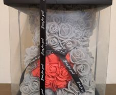 Grey Rose Bear with Red Heart Valentine Gift