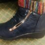 Ladies Navy Leather Boots Image 2