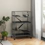Small Animal Cage for Chinchilla Ferret Kitten on Wheels with Hammock Removable Tray, Grey Image 2
