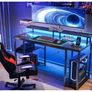 Gaming Desk with LED Lights, 120x50 cm Computer desk with Power Outlets Image 8