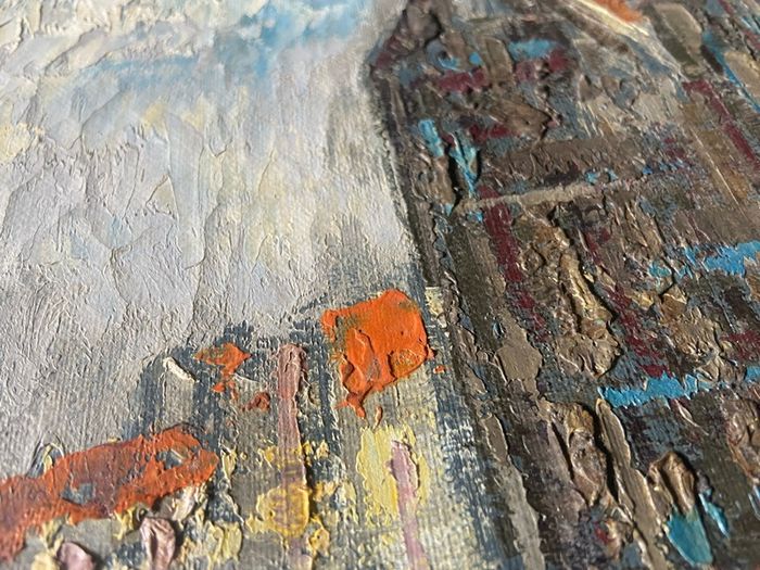 Mid Century Impasto oil on canvas painting