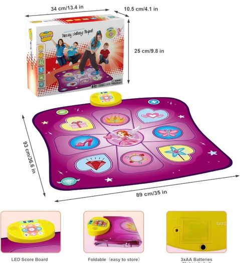 Dance Mat Toys for Girls, Play Mat with LED Lights, Adjustable Volume, 3 Game Modes, Built-in Music, Dance Game Pad Toy Christmas Birthday Gifts (FREE POSTAGE)