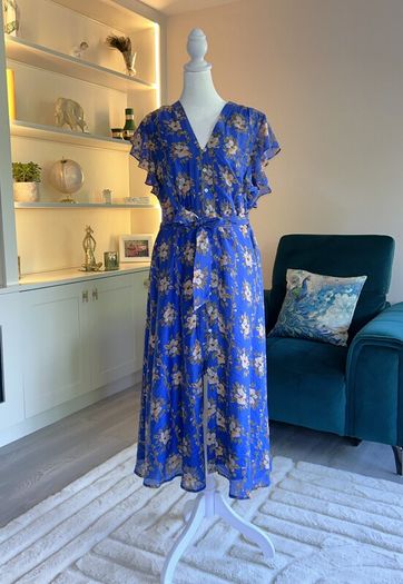 Ladies Blue Short Sleeve Floral Dress from Monsoon