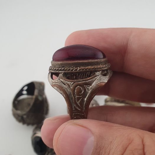 Antique Style Ring Collection 15 Mixed Brass, Glass & Stone Rings