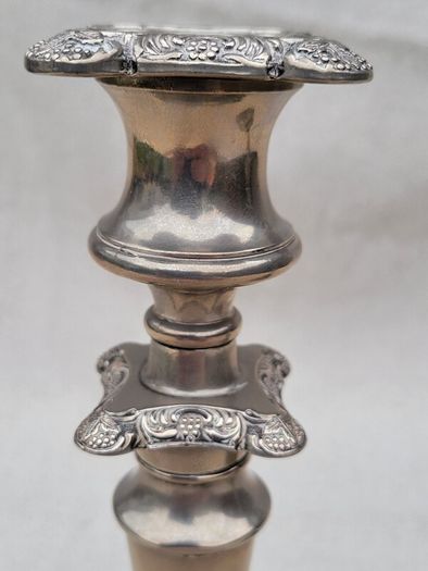 Antique Old English Edwardian Silver Plated Candlesticks