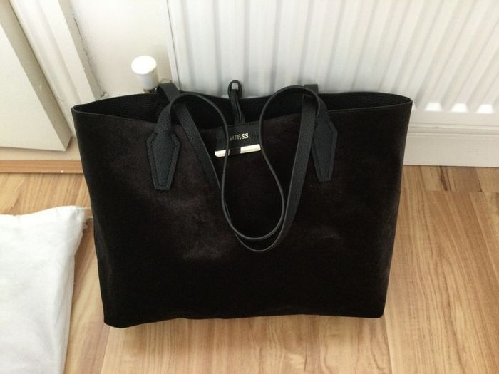 GUESS Bobbi reversible black velvet tote