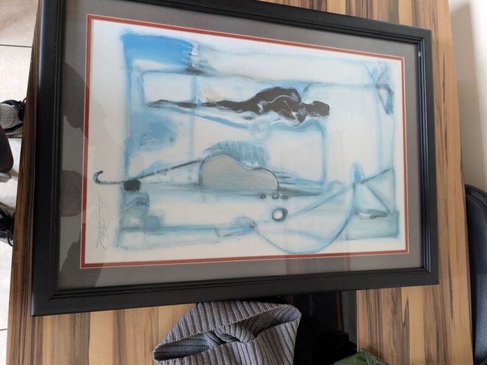 1980/90s Purchased via middle east Two Signed Alfred Gockel Abstract Figurative Artworks  Framed 1980s1990s