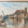 painting 19th Century British School Watercolor Hereford Cathedral River View   Framed (17" x 13.5") Image 2