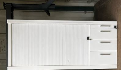 White Tambour Storage Cabinet