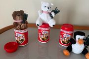 Vintage Christmas Coca cola soft toys in can