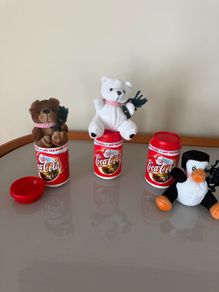 Vintage Christmas Coca cola soft toys in can