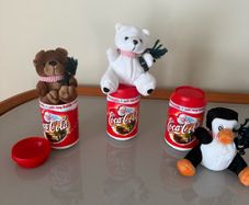 Vintage Christmas Coca cola soft toys in can