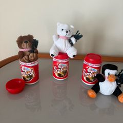 Vintage Christmas Coca cola soft toys in can