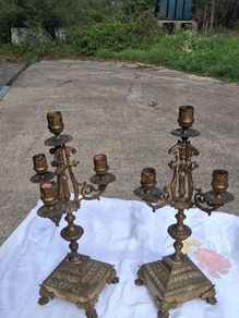 A Pair Of Nineteenth Century Bronze/Brass Candelabras(3.8kgs)