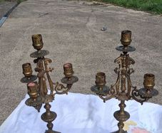 A Pair Of Nineteenth Century Bronze/Brass Candelabras(3.8kgs)
